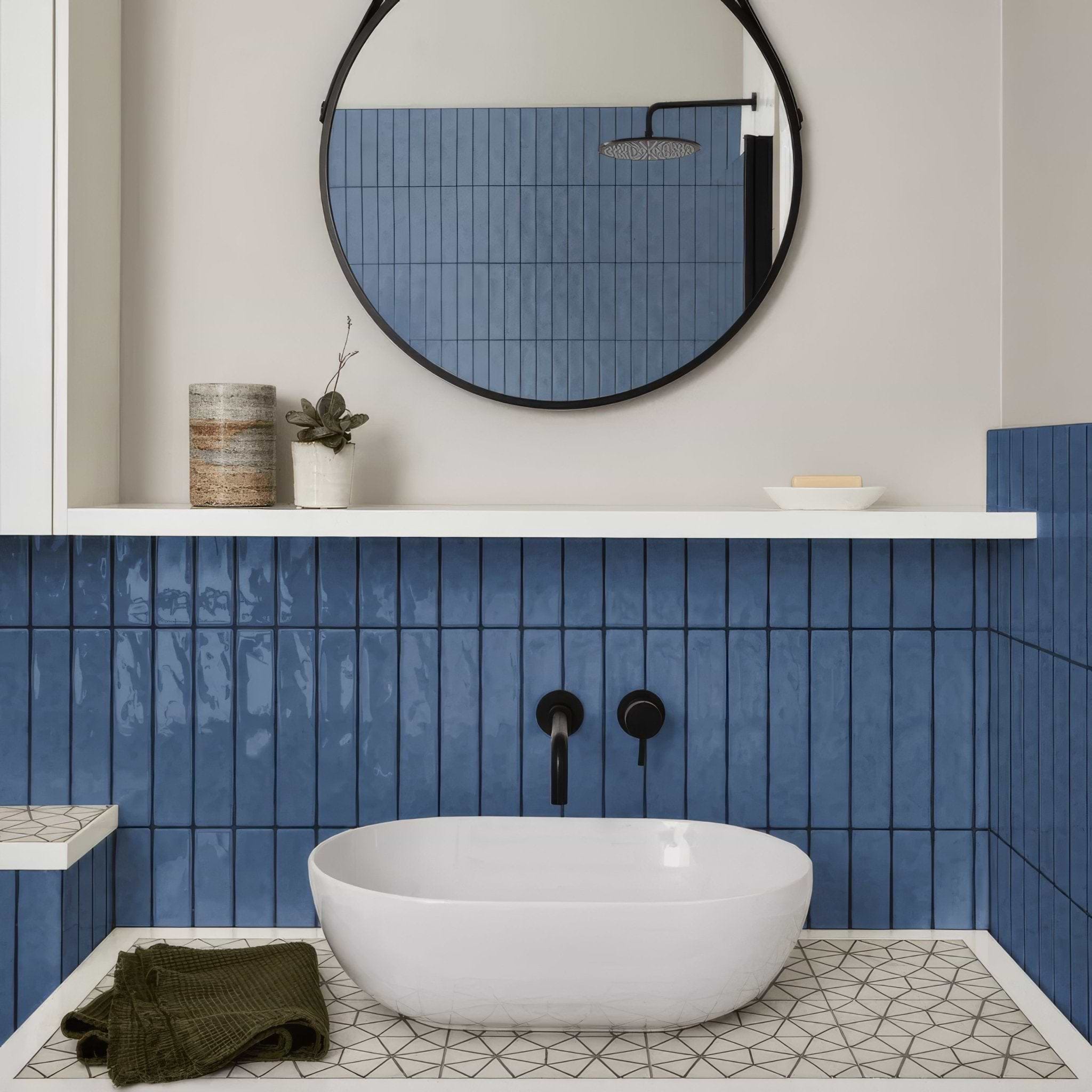 Skinny Navy Metro Tile - Hyperion Tiles