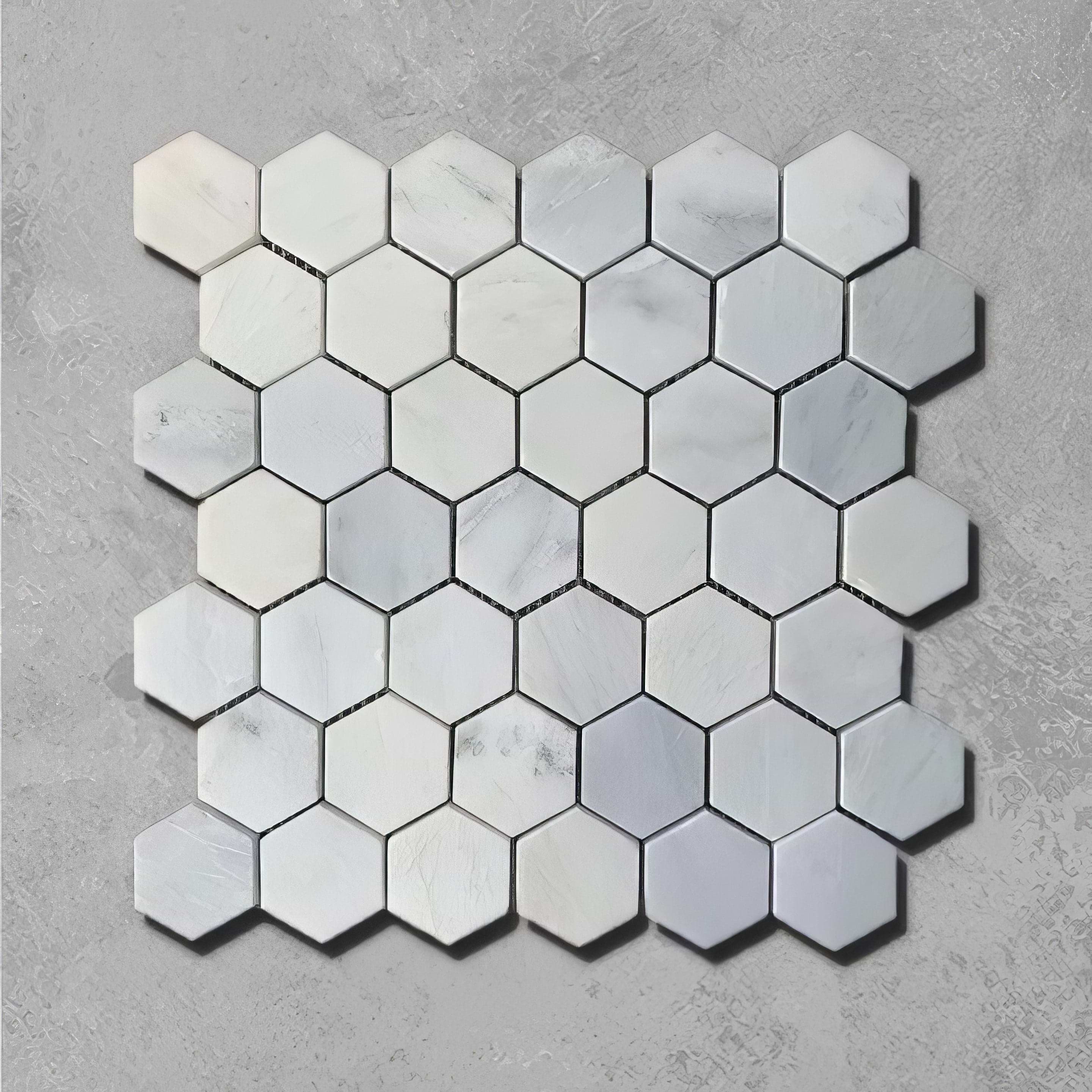 Small Hexagon White Marble Tile - Hyperion Tiles