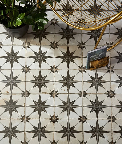 Spitalfields Ceramic Retro Star Black - Hyperion Tiles