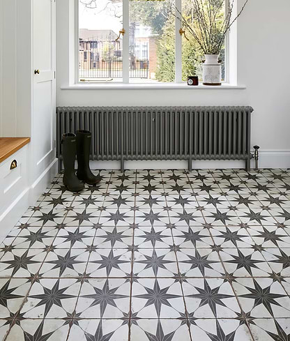 Spitalfields Ceramic Retro Star Black - Hyperion Tiles