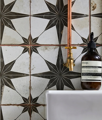 Spitalfields Ceramic Retro Star Black - Hyperion Tiles