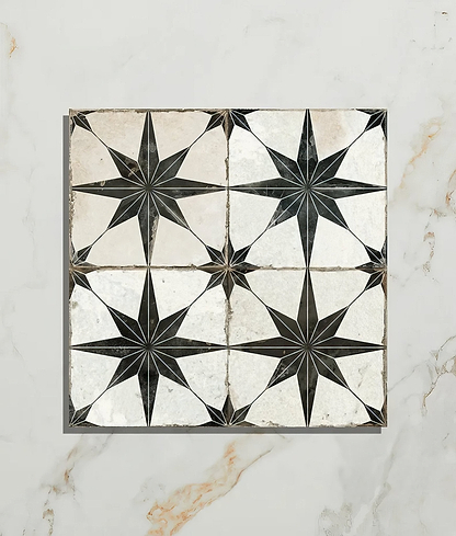 Spitalfields Ceramic Retro Star Black - Hyperion Tiles
