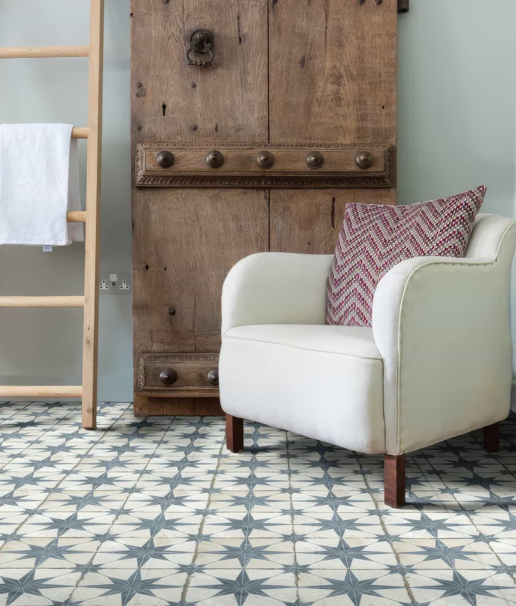 Spitalfields Ceramic Retro Star Blue - Hyperion Tiles
