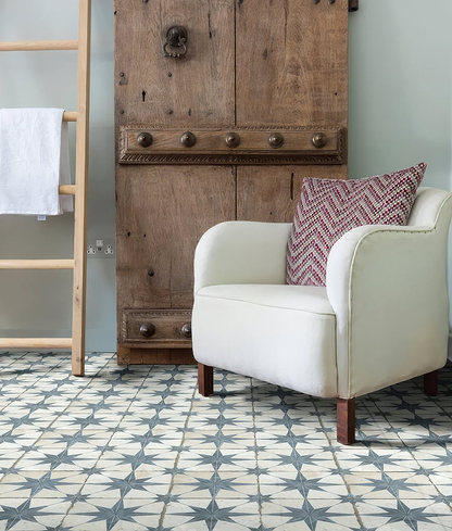 Spitalfields Ceramic Retro Star Blue - Hyperion Tiles