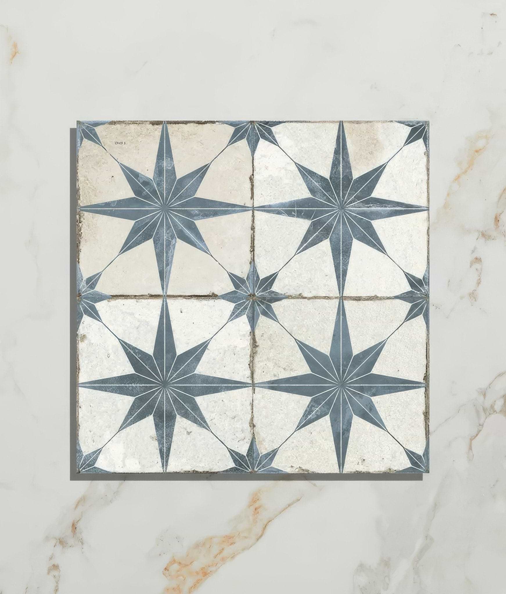 Spitalfields Ceramic Retro Star Blue - Hyperion Tiles
