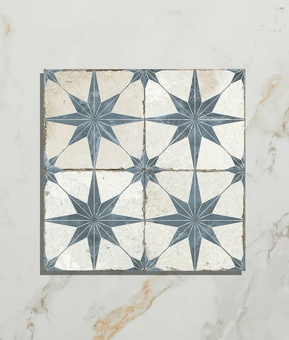 Spitalfields Ceramic Retro Star Blue - Hyperion Tiles