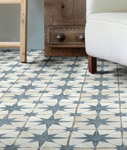 Spitalfields Ceramic Retro Star Blue - Hyperion Tiles