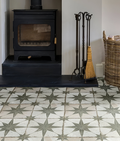 Spitalfields Ceramic Retro Star Sage - Hyperion Tiles