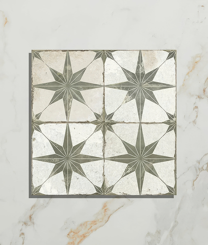 Spitalfields Ceramic Retro Star Sage - Hyperion Tiles