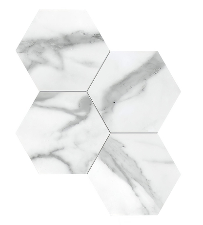Statuario Nuovo Honed Hexagon Mosaic - Hyperion Tiles