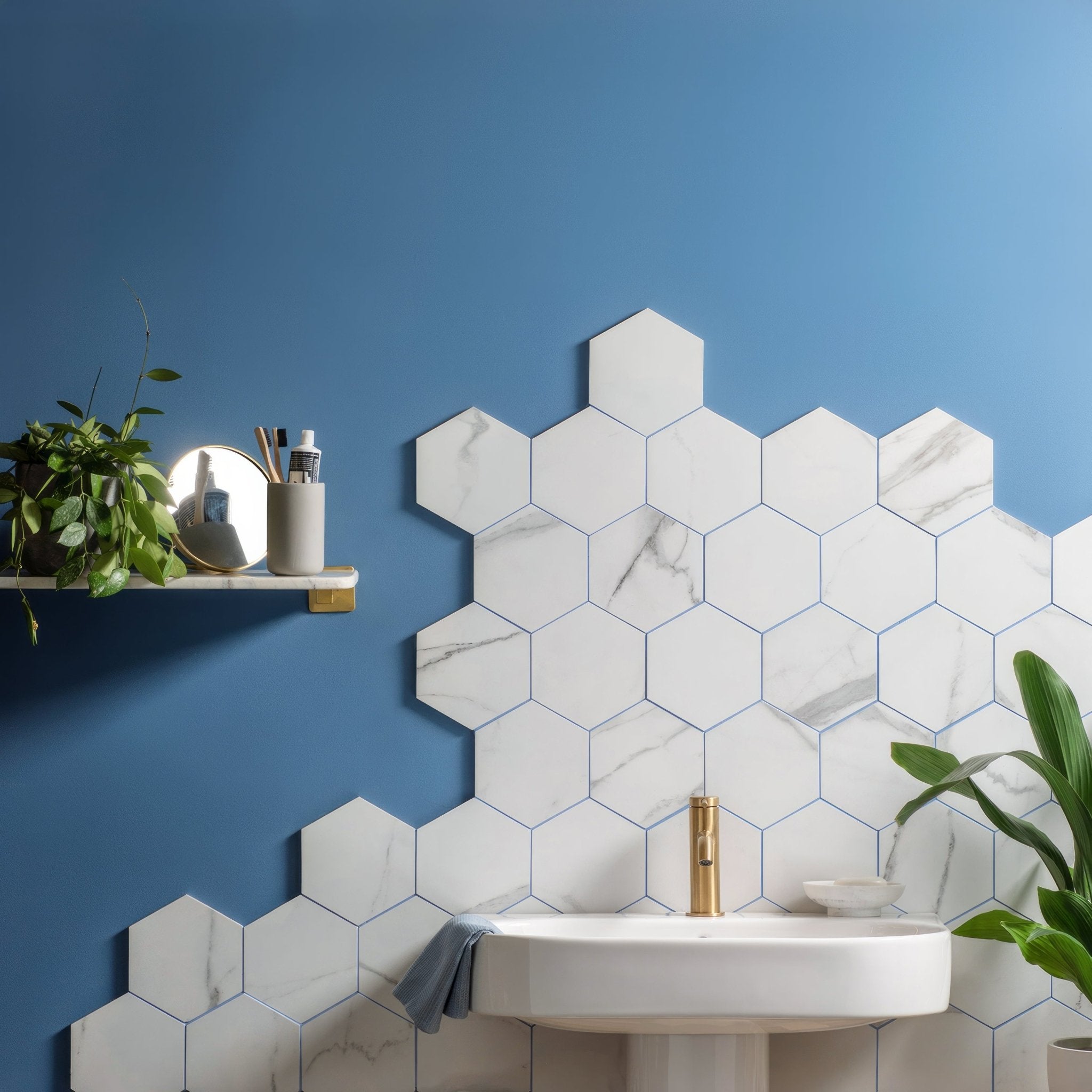 Statuario Nuovo Honed Hexagon Mosaic - Hyperion Tiles