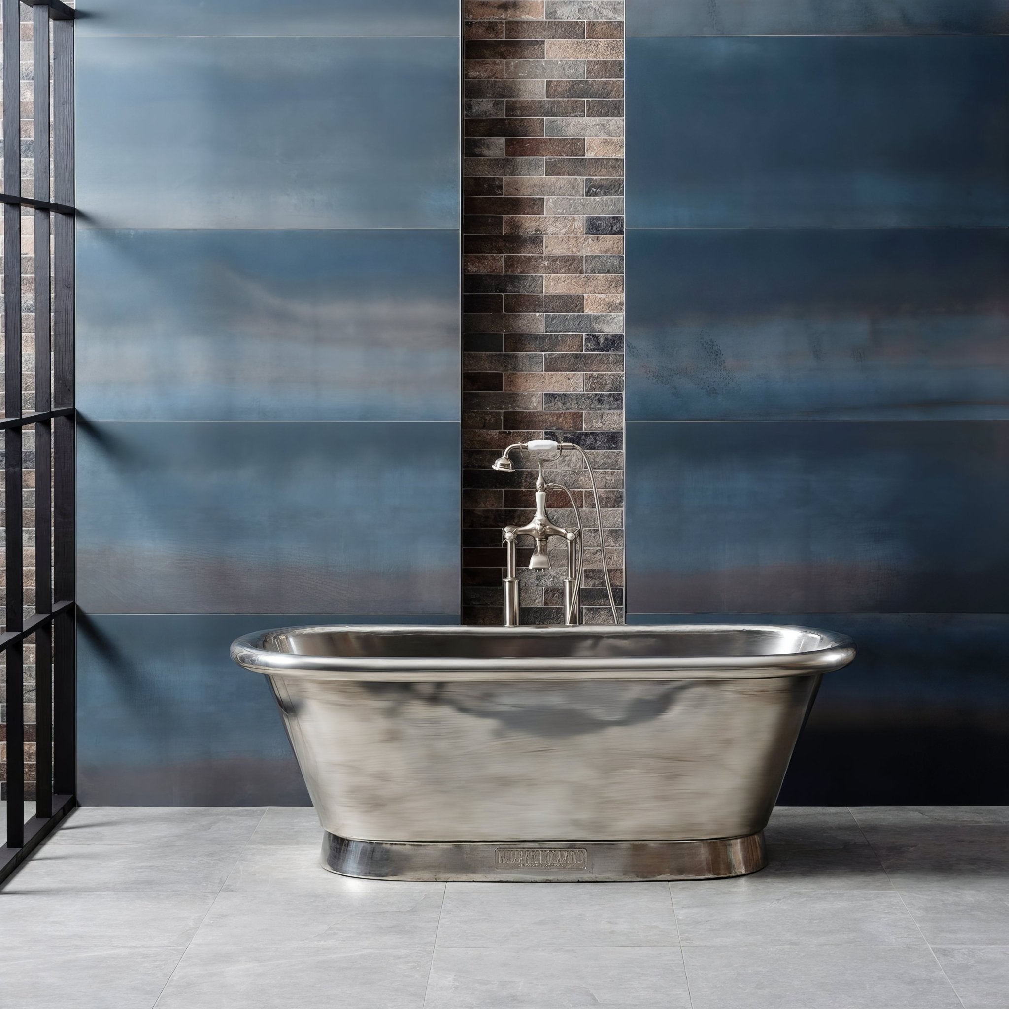 Steel Midnight Blue Rectified Glazed Metallic - finish Porcelain - Hyperion Tiles