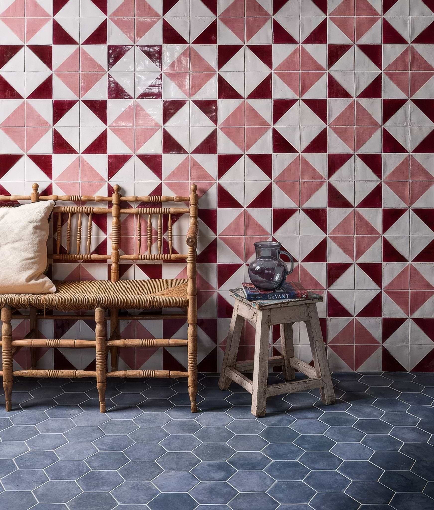 Studio Jamboree Handpainted Ceramic Coral Tri - Hyperion Tiles