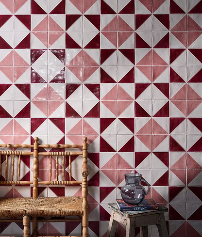 Studio Jamboree Handpainted Ceramic Coral Tri - Hyperion Tiles