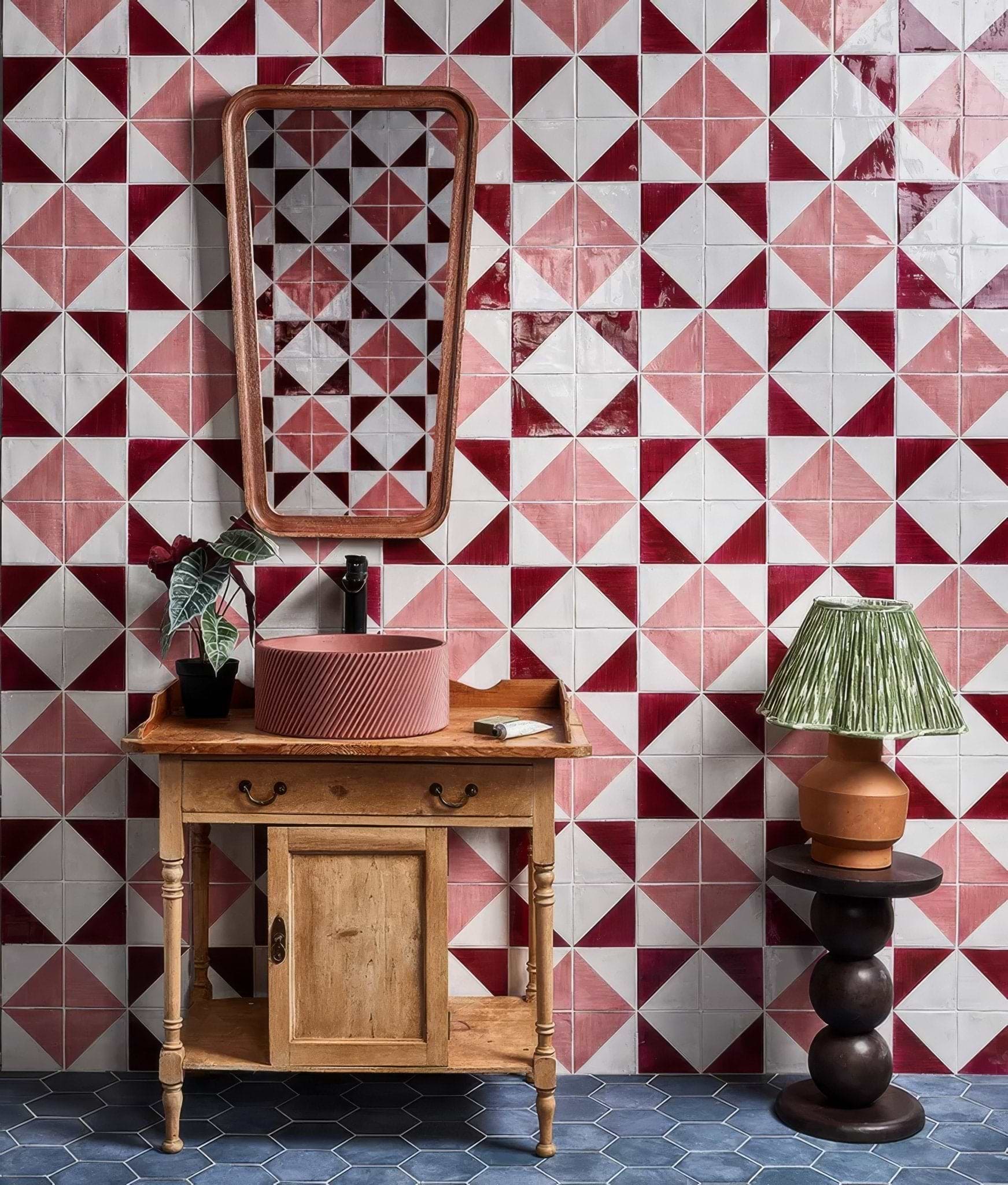 Studio Jamboree Handpainted Ceramic Coral Tri - Hyperion Tiles