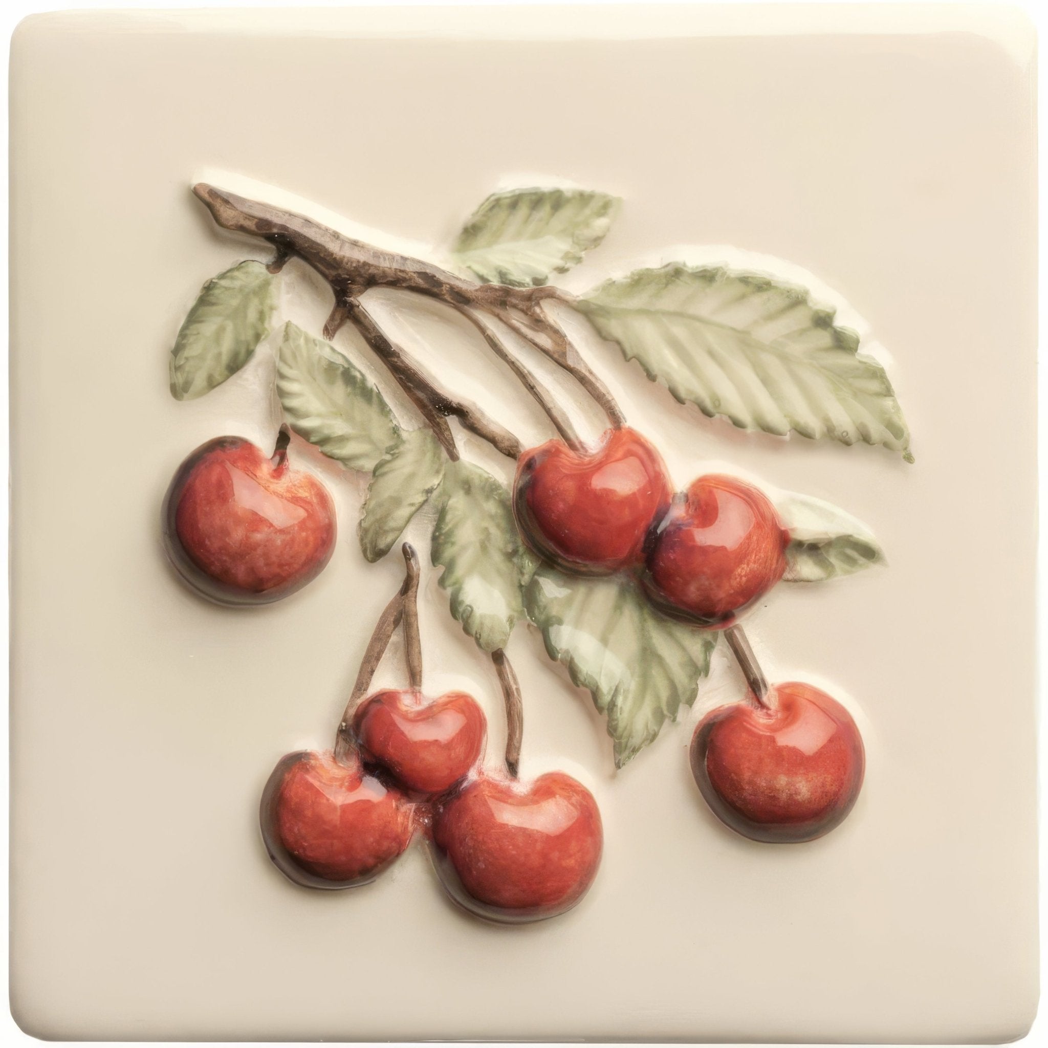 Summer Fruits Cherry Handpainted Tile - Hyperion Tiles