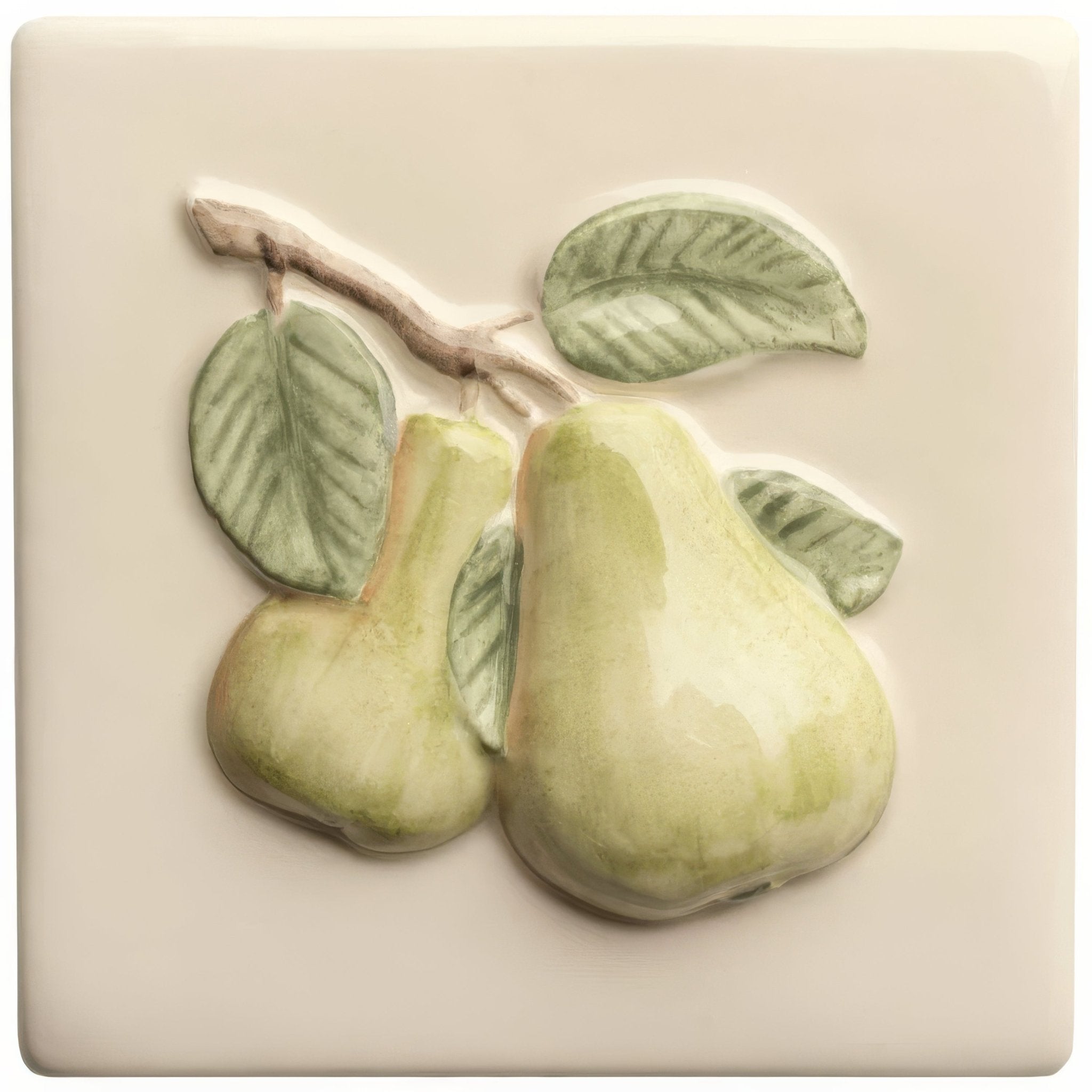 Summer Fruits Pear Handpainted Tile - Hyperion Tiles