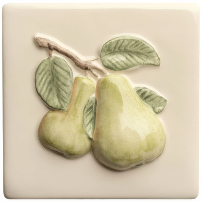 Summer Fruits Pear Handpainted Tile | Hyperion Tiles