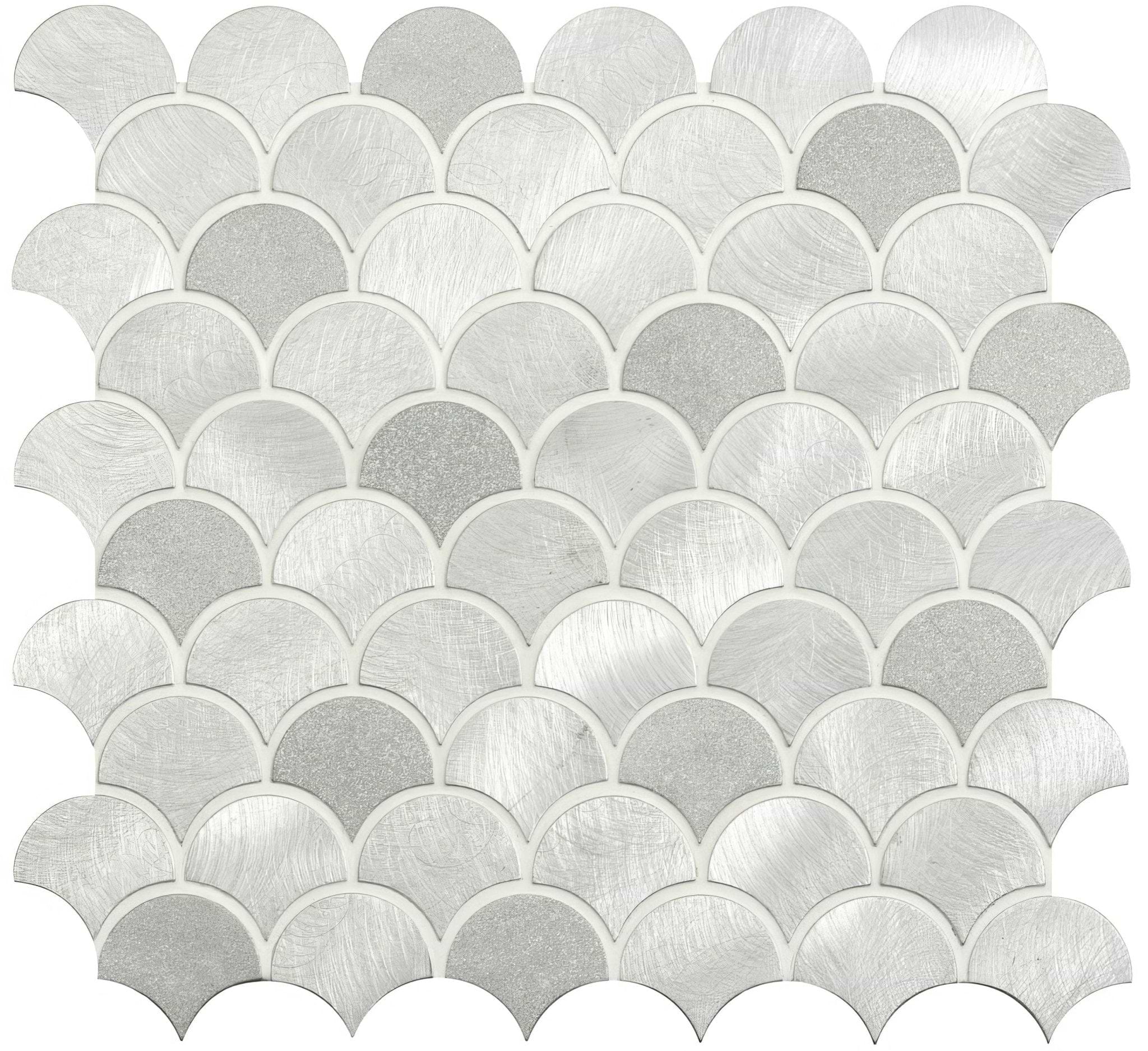 Surtur Silver Brushed Scale Aluminium Mosaic - Hyperion Tiles