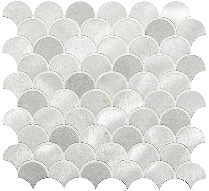 Surtur Silver Brushed Scale Aluminium Mosaic - Hyperion Tiles