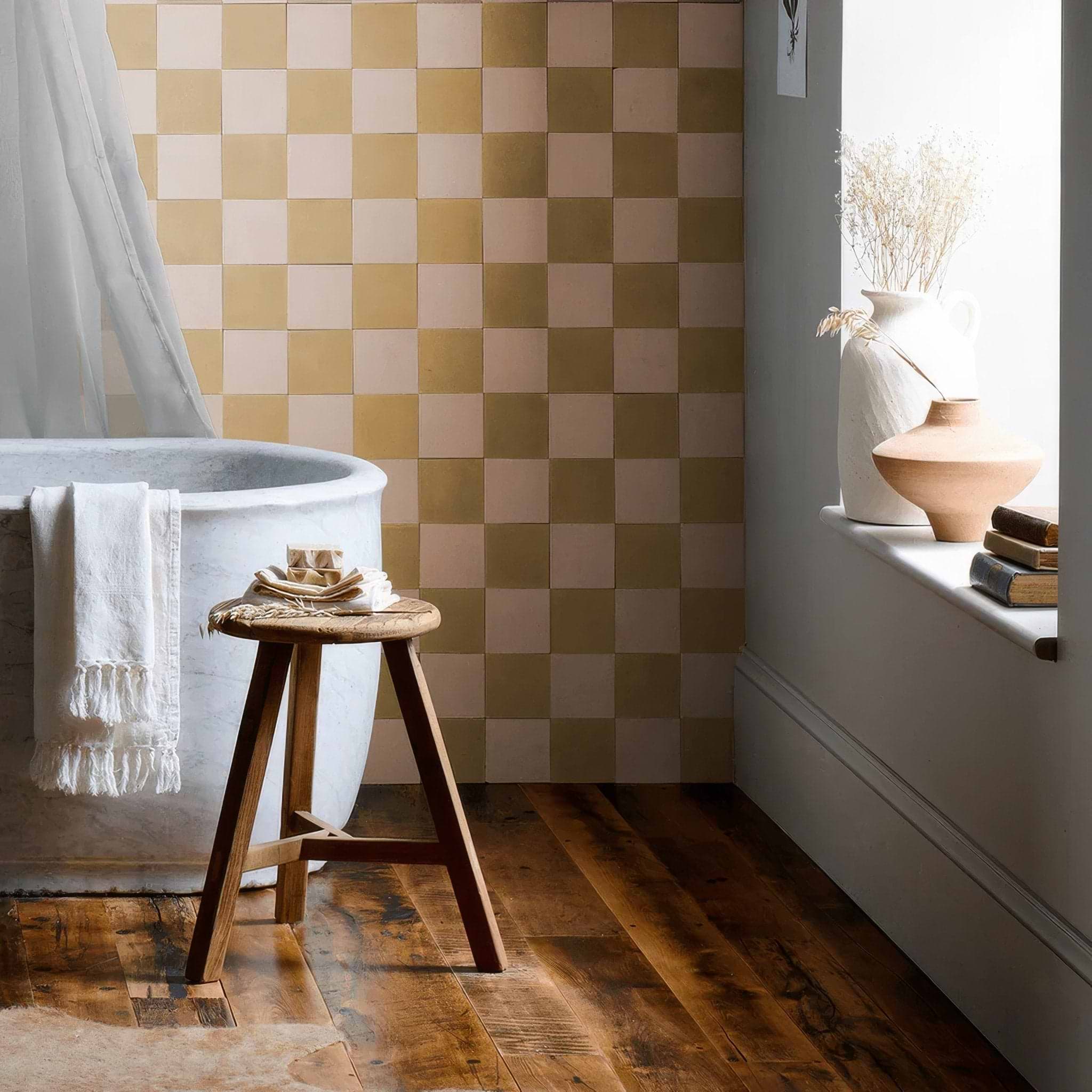 Sweet Yellow Chequerboard Porcelain Tile - Hyperion Tiles