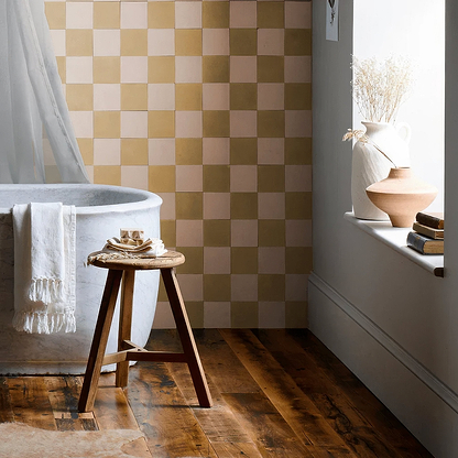 Sweet Yellow Chequerboard Porcelain Tile - Hyperion Tiles