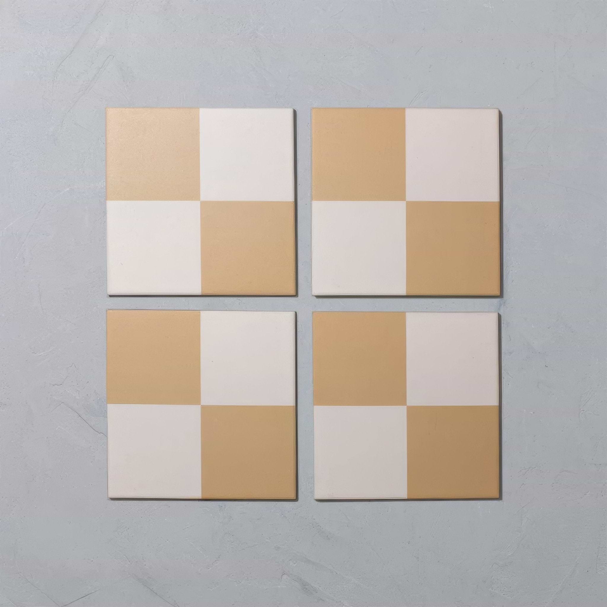 Sweet Yellow Chequerboard Porcelain Tile - Hyperion Tiles