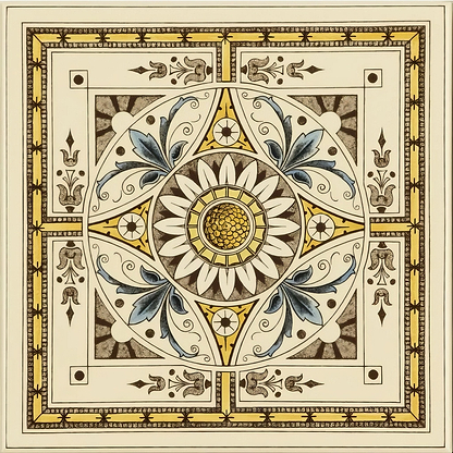 Symmetrical Classical Pattern Single Tile on County White - Hyperion Tiles