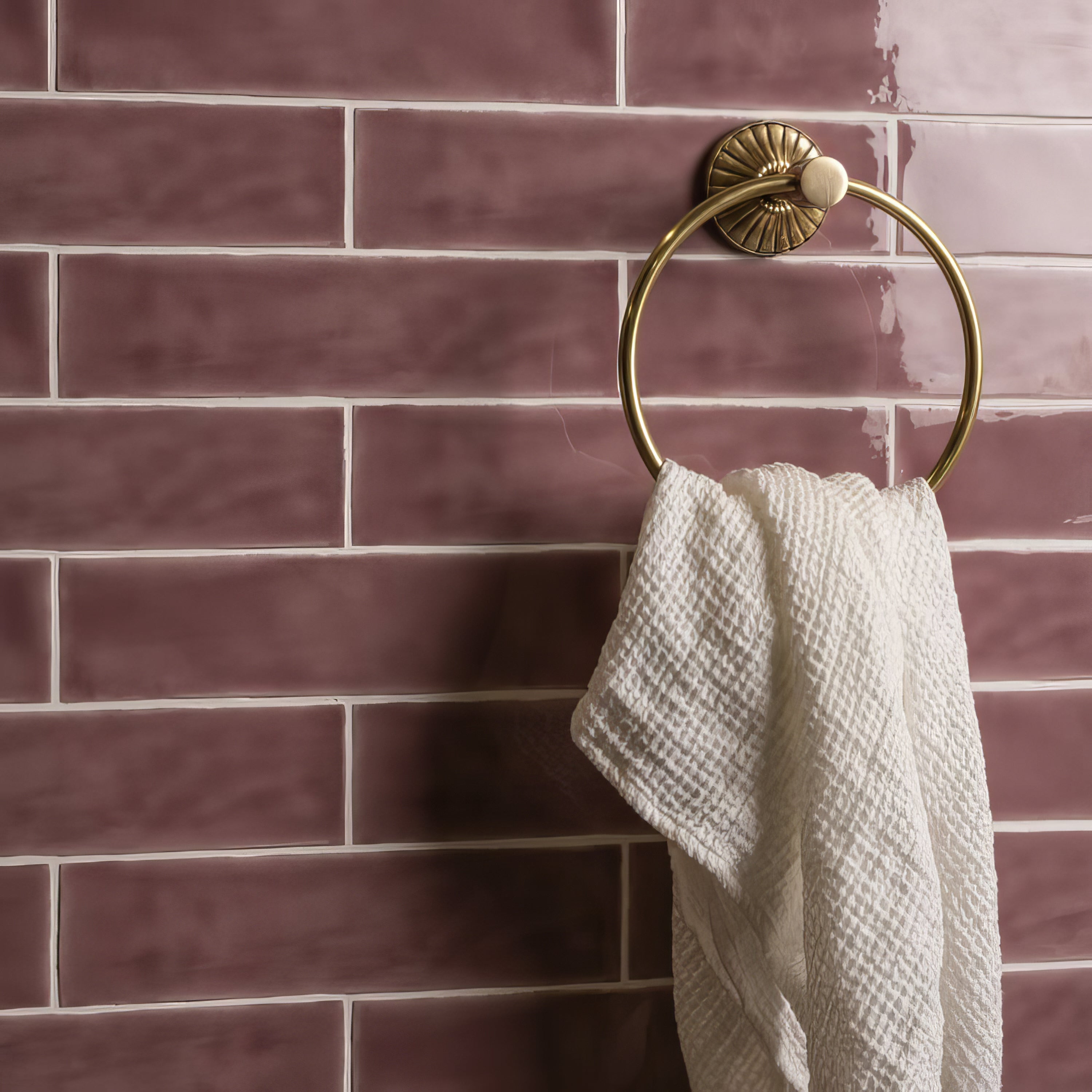 Tayberry Large Brick Tile in rustic red finish for interior flooring