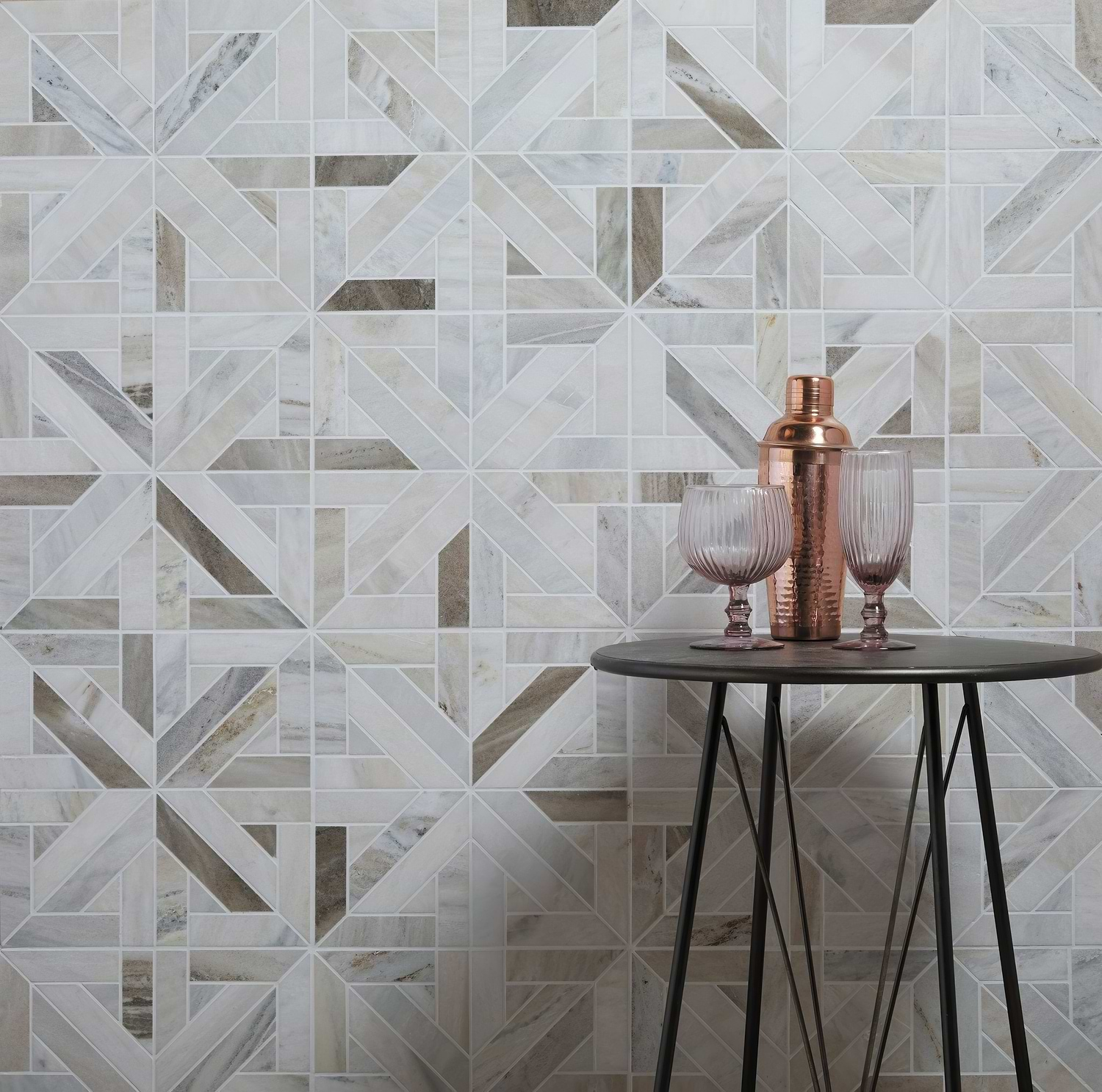 Tokyo Lattice Marble Mosaic - Hyperion Tiles