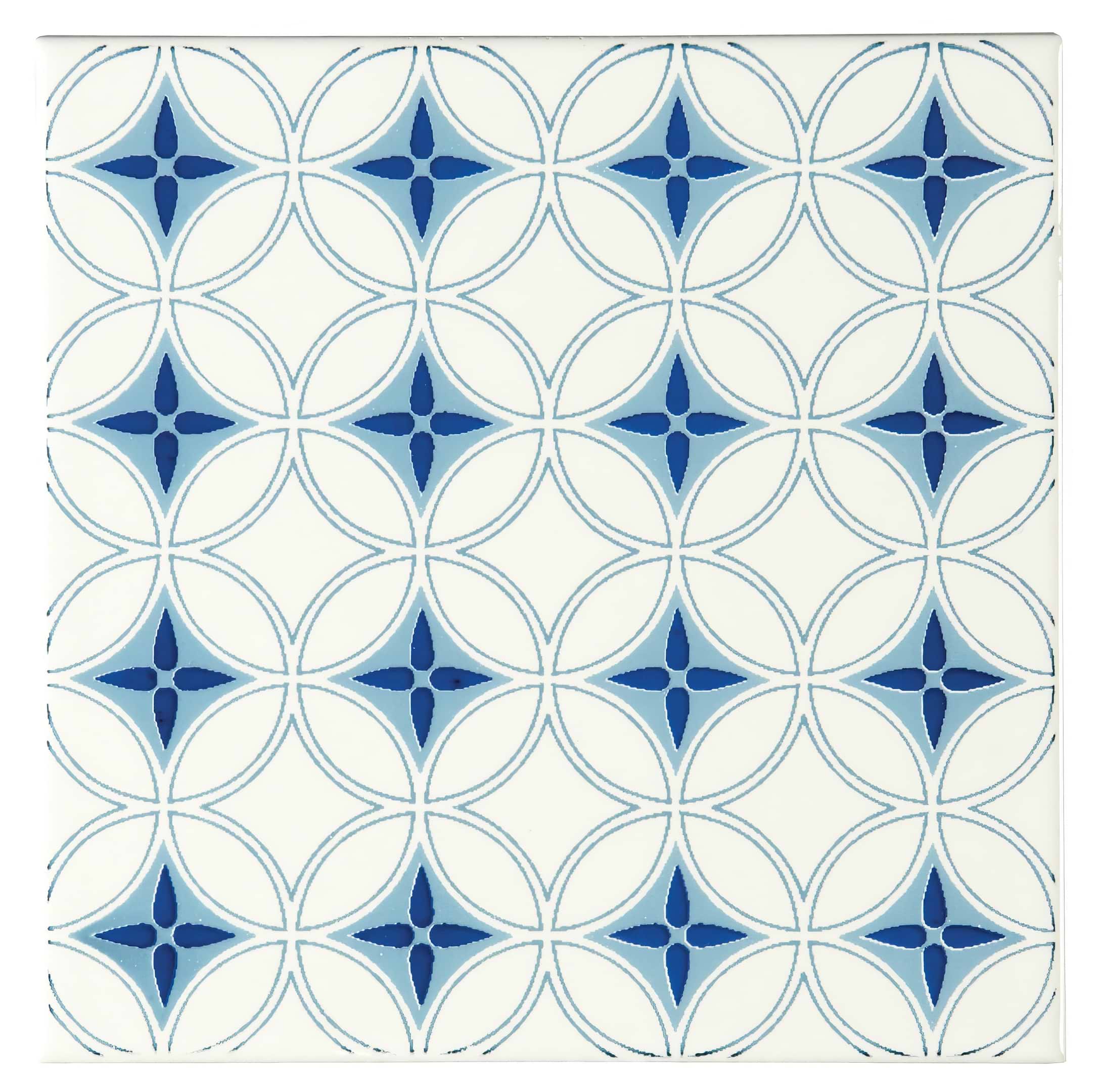 Toulon Blue on Brilliant White - Hyperion Tiles