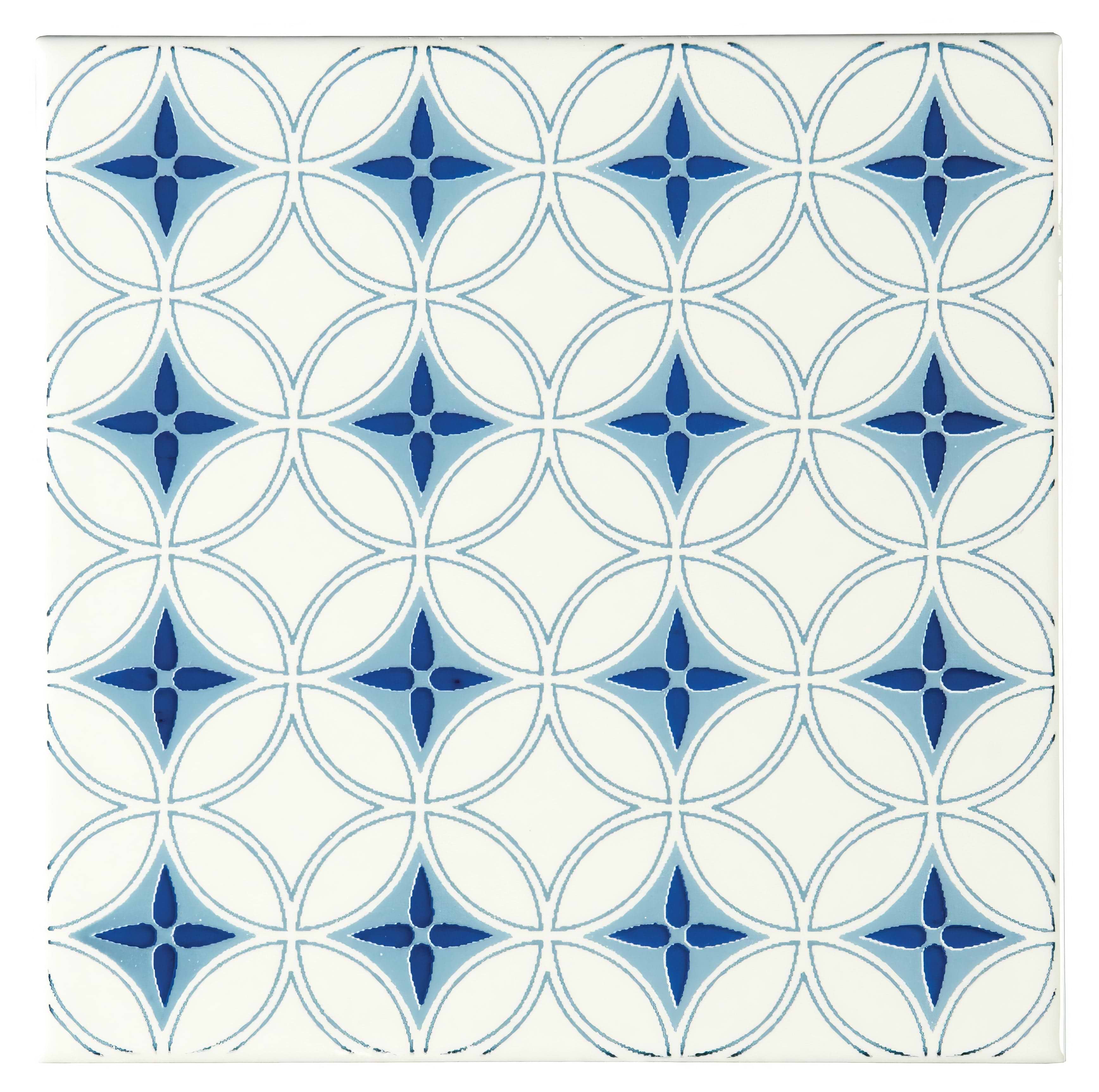 Toulon Blue on Brilliant White - Hyperion Tiles