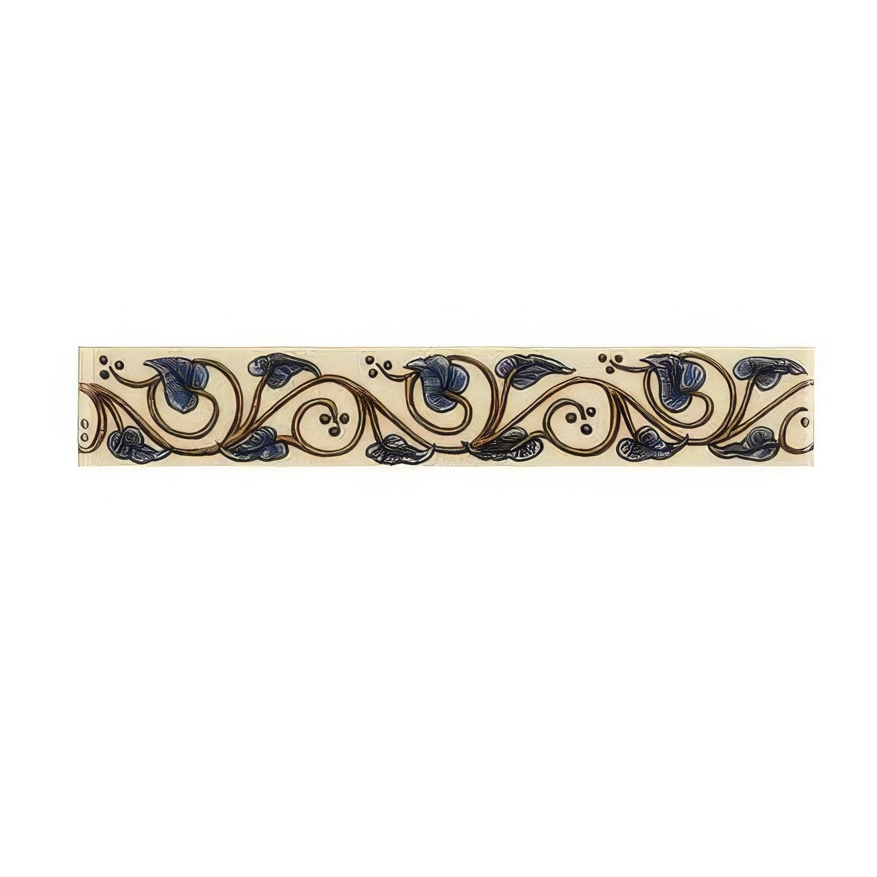 Trailing Ivy, Blue Classical Decorative Border on County White - Hyperion Tiles