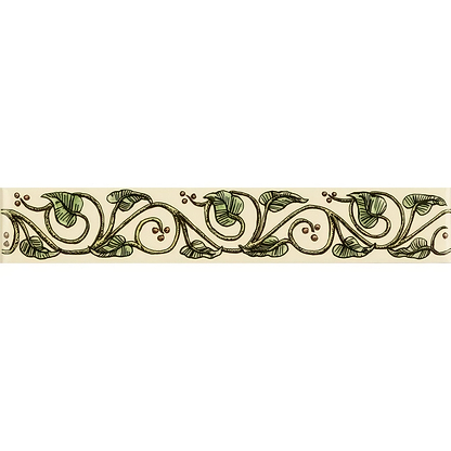 Trailing Ivy, Green Classical Decorative Border, on County White - Hyperion Tiles