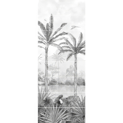 Tropical Oasis Monochrome Panel A - Hyperion Tiles