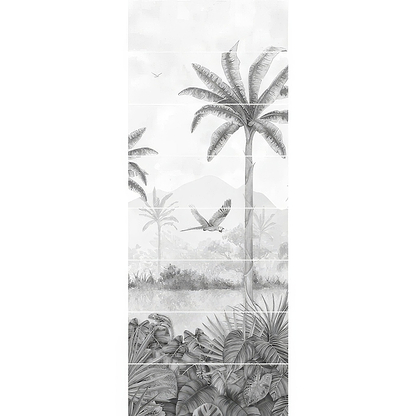 Tropical Oasis Monochrome Panel B - Hyperion Tiles