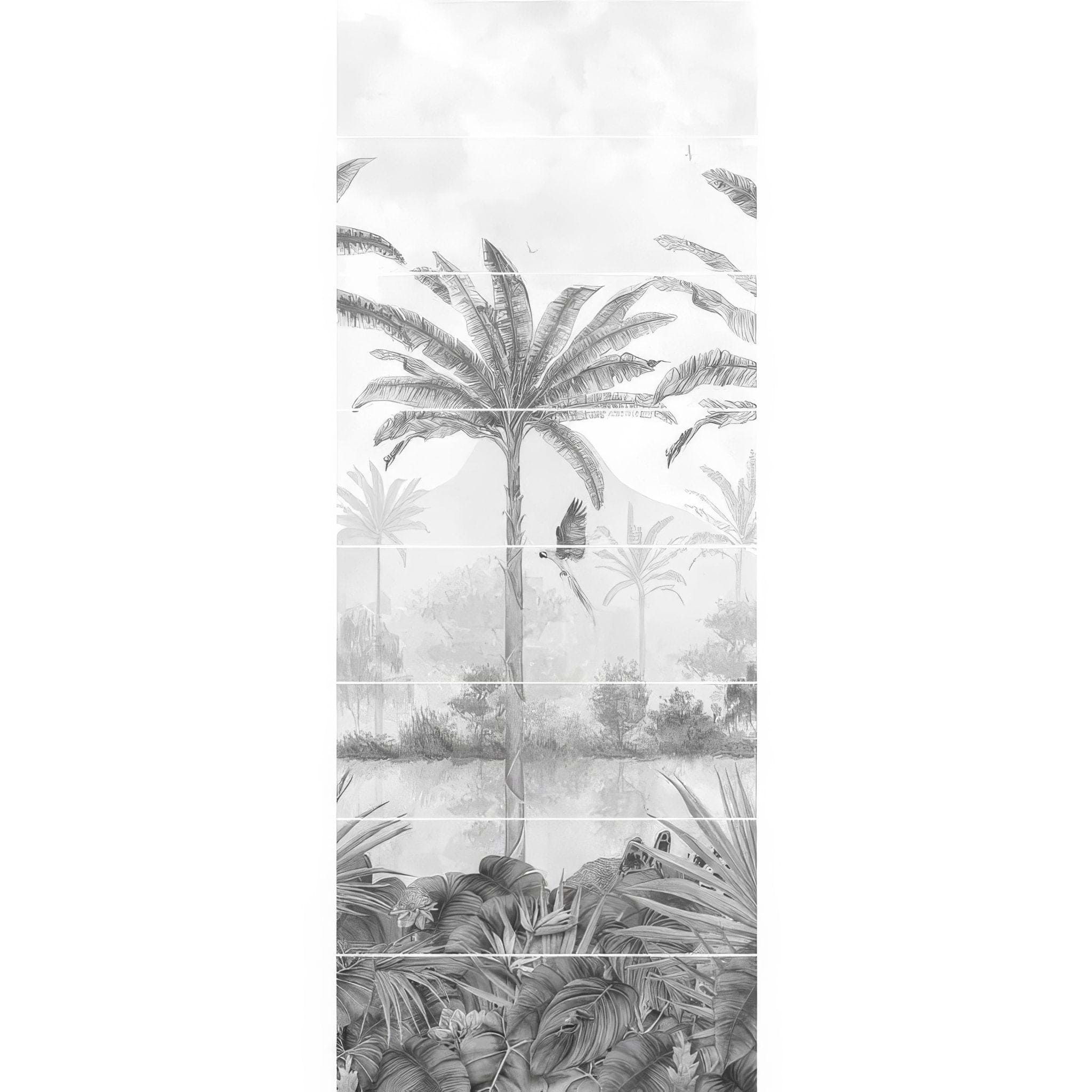 Tropical Oasis Monochrome Panel C - Hyperion Tiles