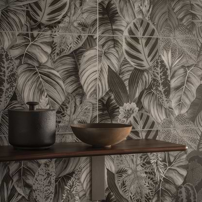 Tropical Oasis Monochrome Single Tile - Hyperion Tiles