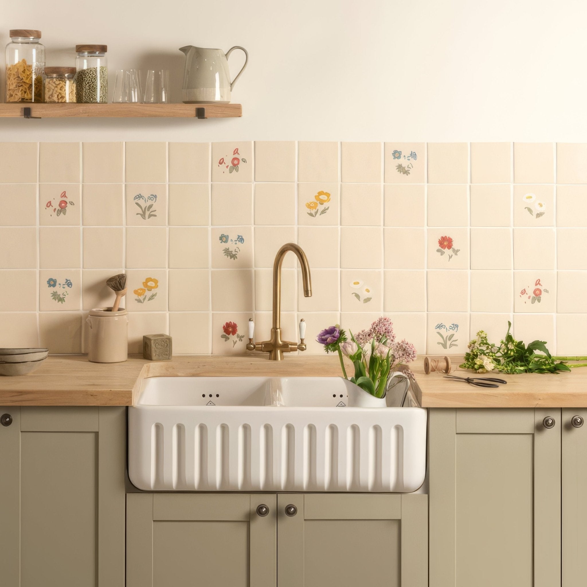 Tubelined Floral Collection Buttercup - Hyperion Tiles