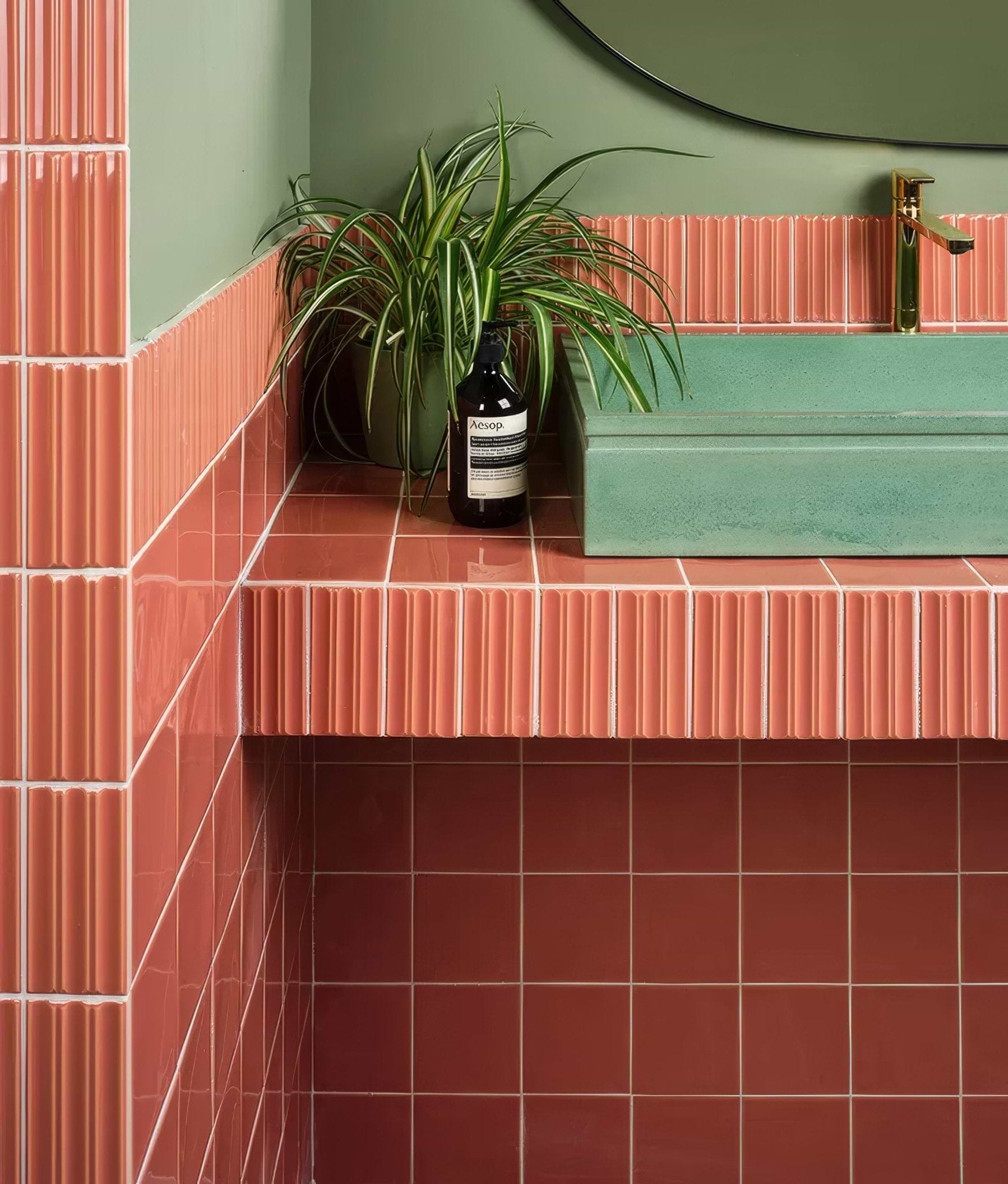 Tunstall Ceramic Fluted Brick Coral - Hyperion Tiles