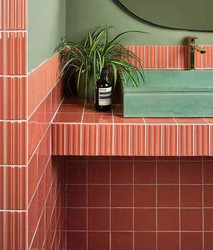 Tunstall Ceramic Fluted Brick Coral - Hyperion Tiles