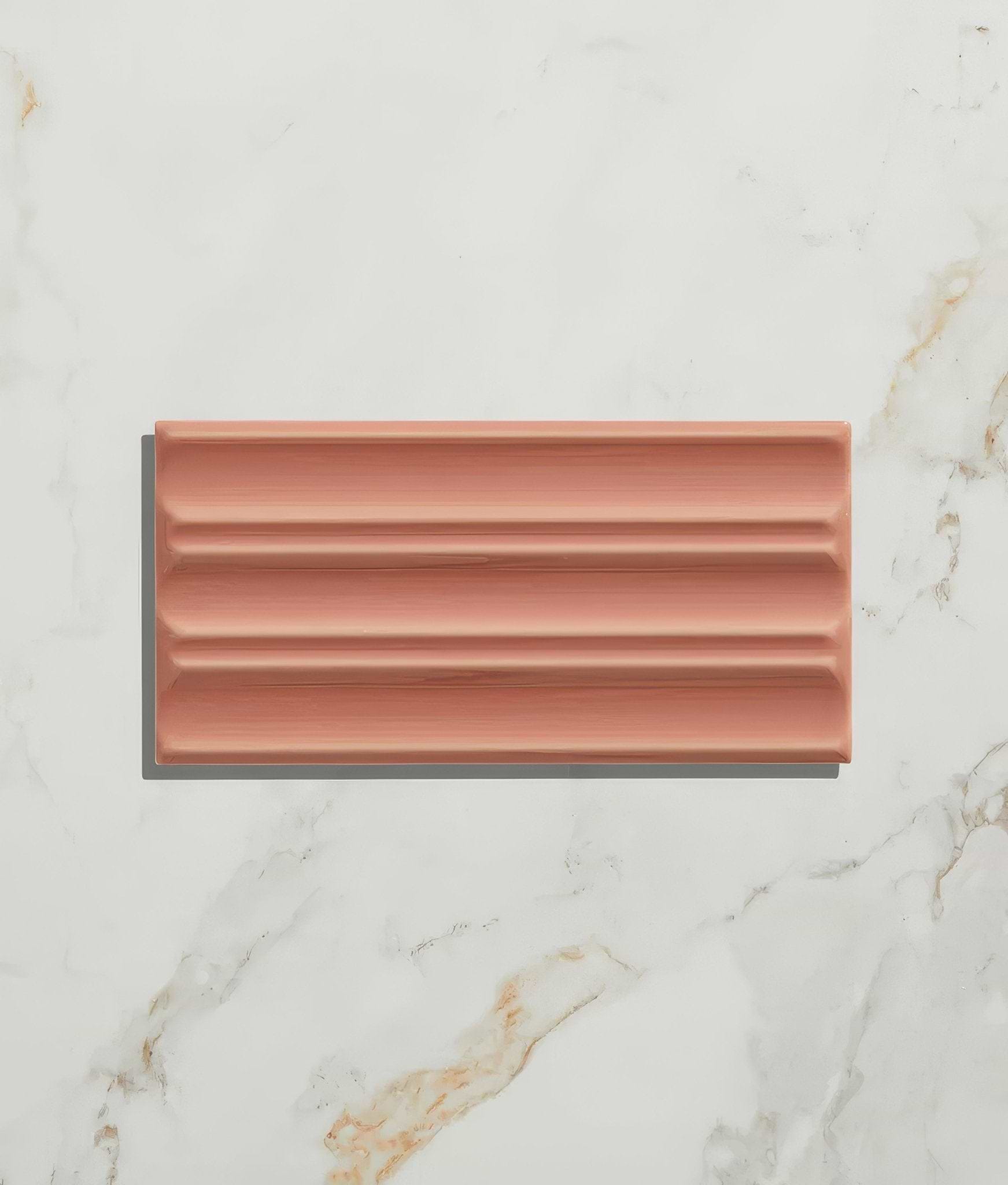 Tunstall Ceramic Fluted Brick Coral - Hyperion Tiles