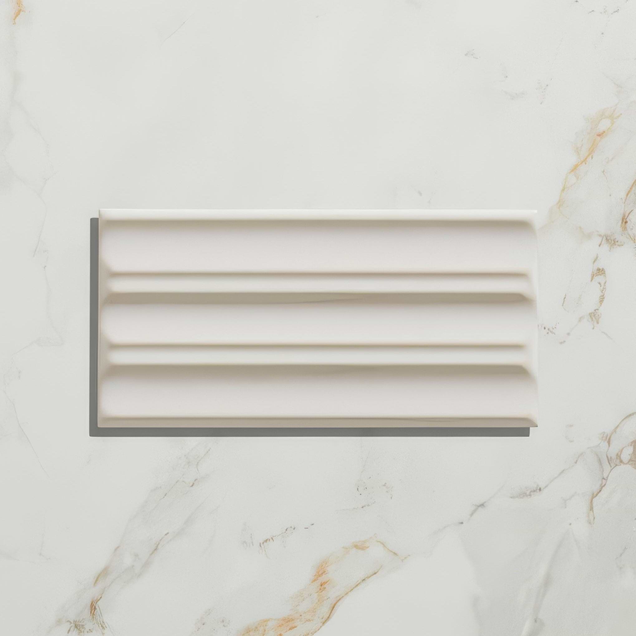 Tunstall Ceramic Deep White Fluted Brick - Hyperion Tiles