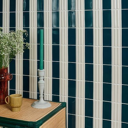 Tunstall Ceramic Deep White Fluted Brick - Hyperion Tiles