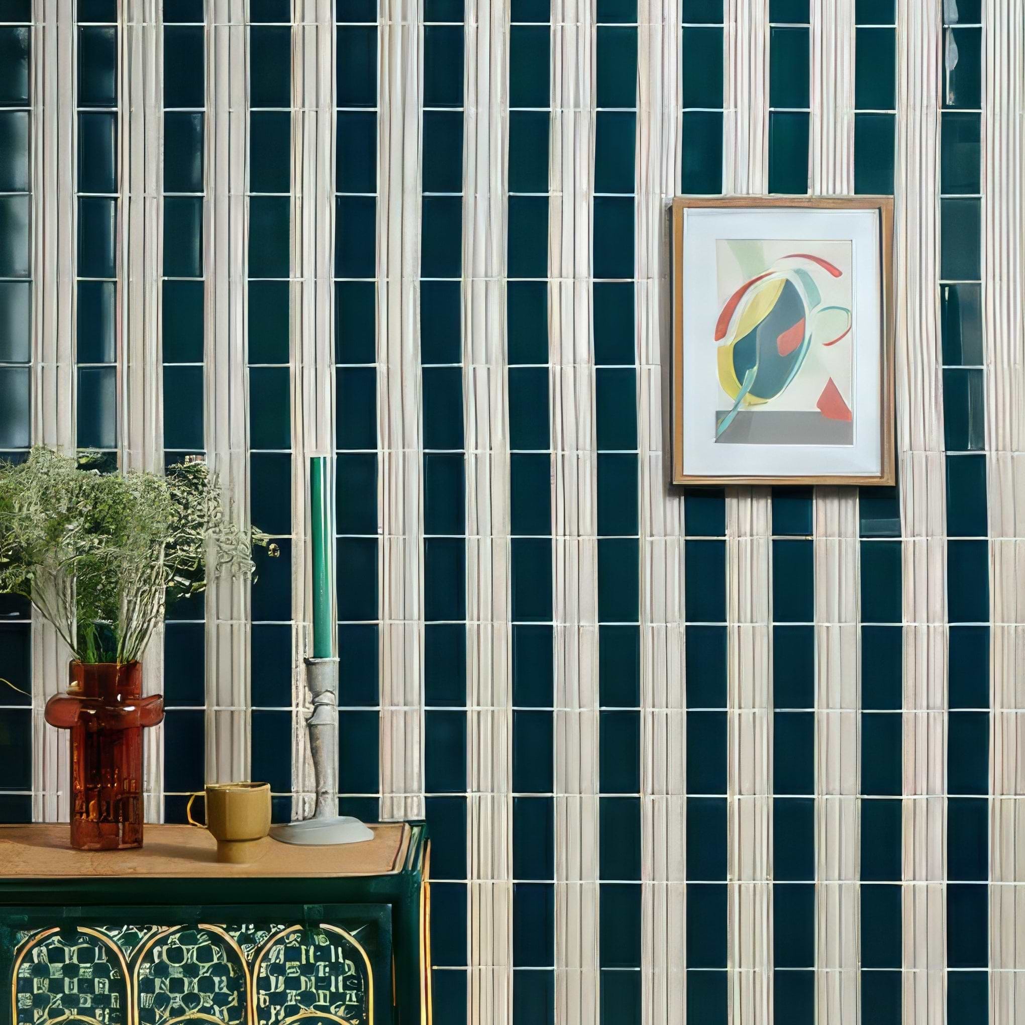 Tunstall Ceramic Deep White Fluted Brick - Hyperion Tiles