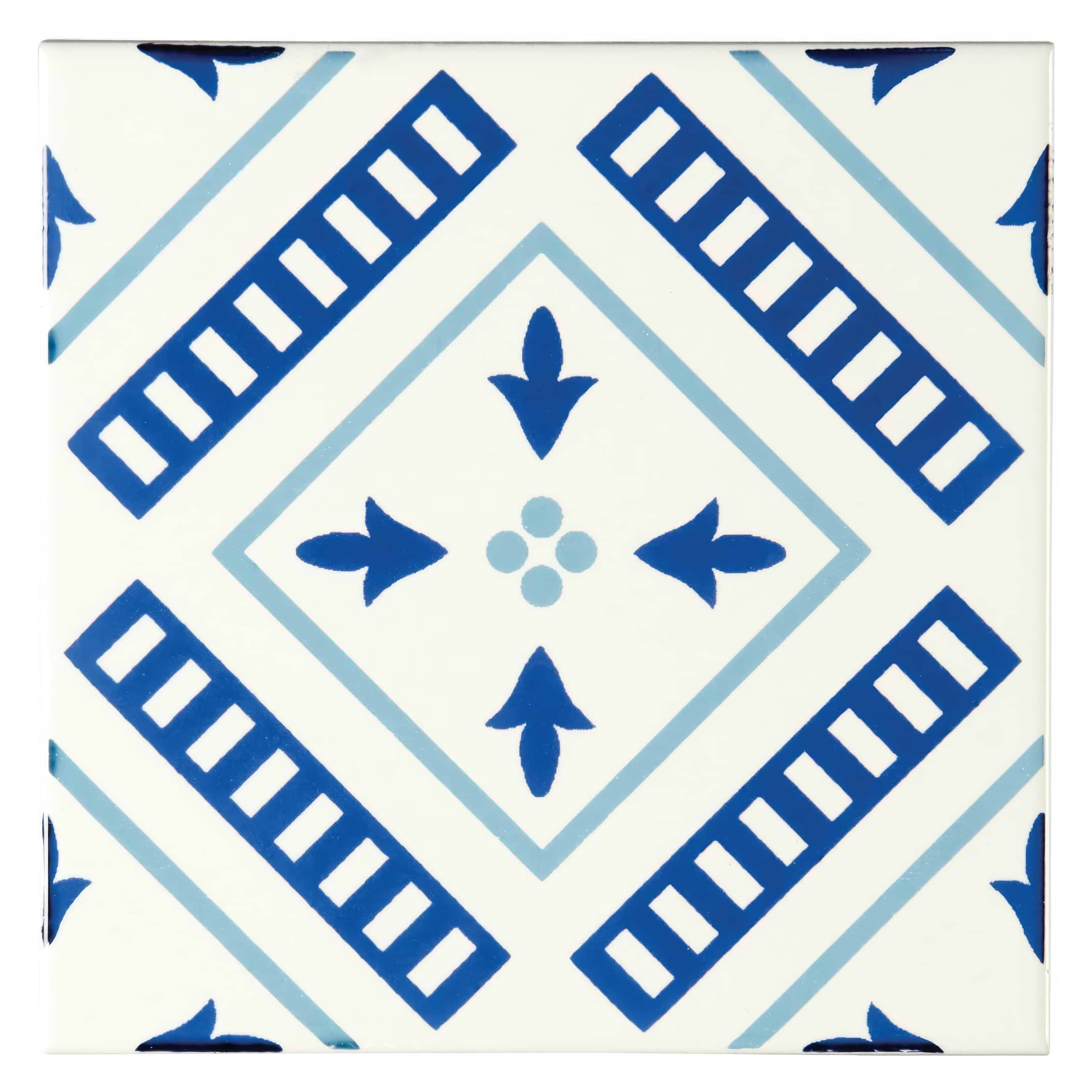 Vannerie Blue on Brilliant White - Hyperion Tiles