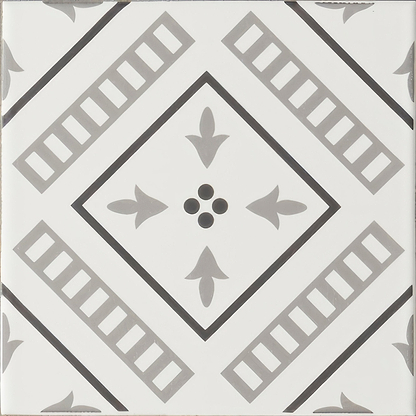 Vannerie Grey on Brilliant White - Hyperion Tiles