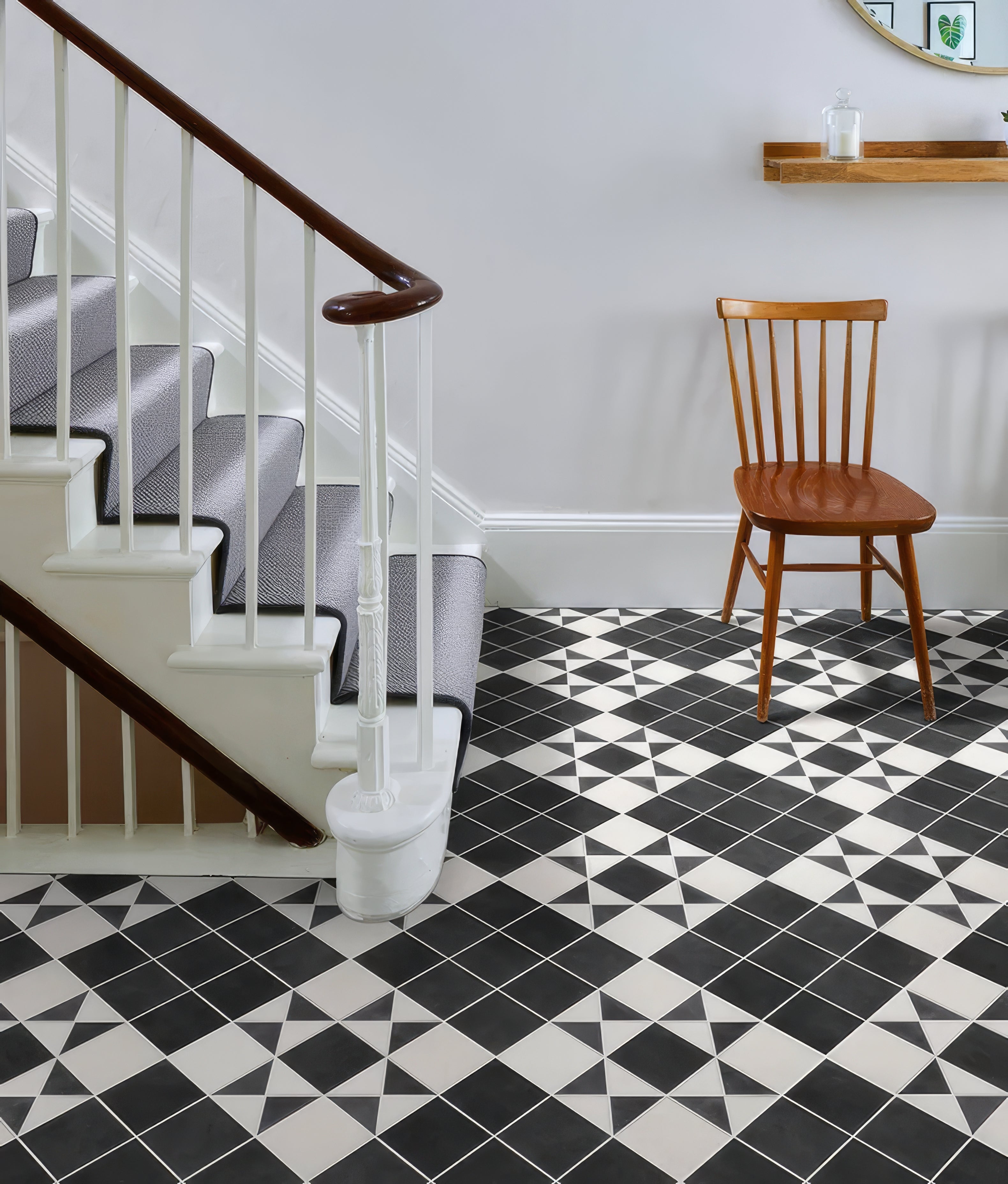 Victorian Style Porcelain Finchley Pattern Cotton White Pared With Anthracite Field - Hyperion Tiles