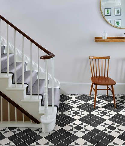 Victorian Style Porcelain Finchley Pattern Cotton White Pared With Anthracite Field - Hyperion Tiles