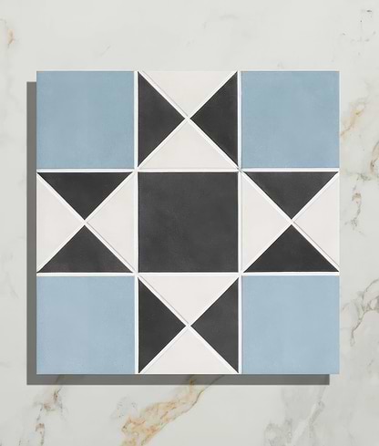 Victorian Style Porcelain Finchley Pattern Sky Blue - Hyperion Tiles